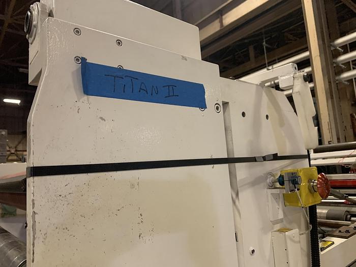 Used 62" TITAN MODEL SR5 CANTILEVERED DUPLEX SLITTER REWINDER 24" OD REWIND