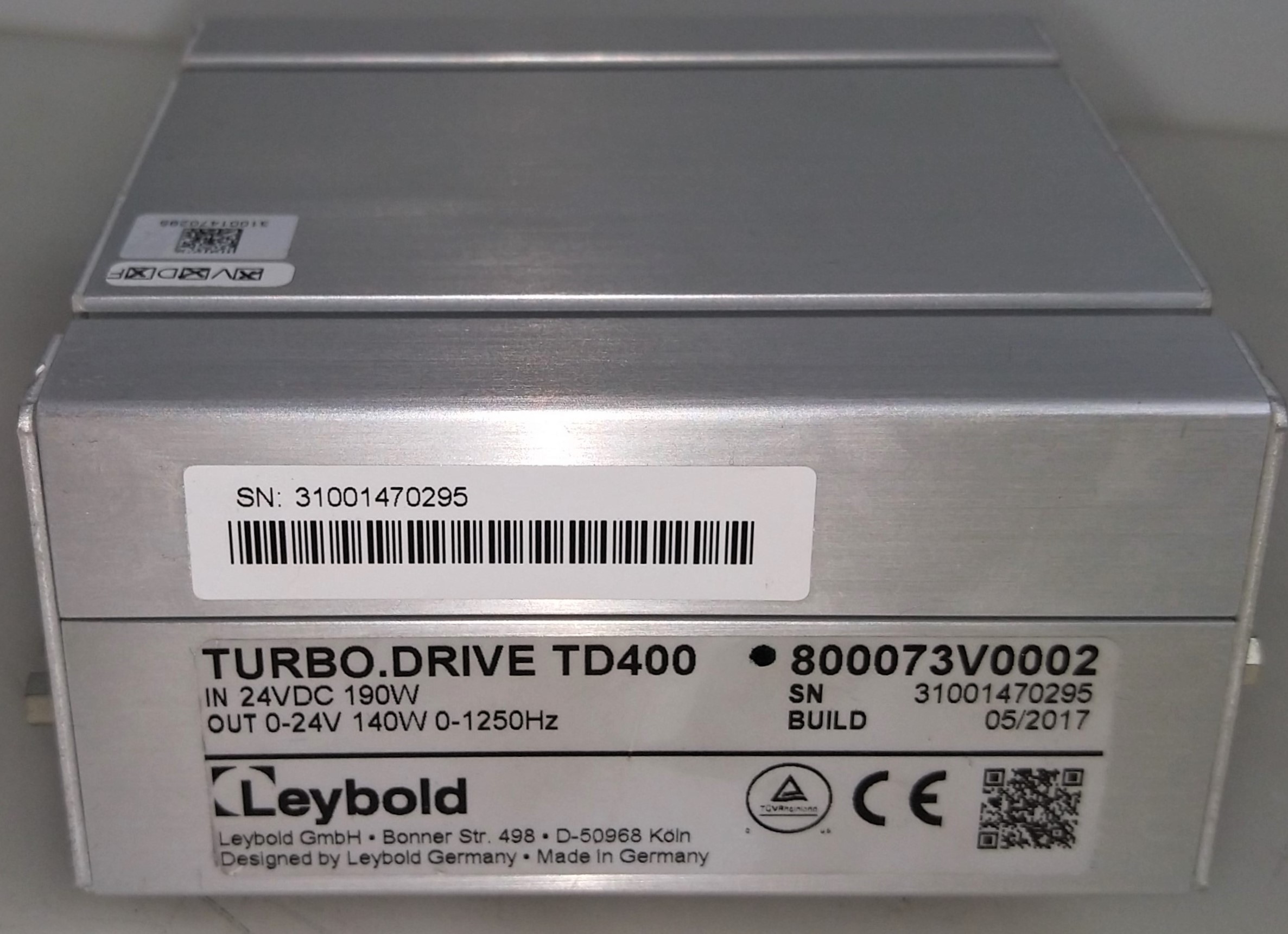 Used Leybold TW250S Turbomolecular Drag Pump with TD400 Converter