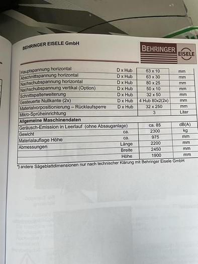 Used HOCHLEISTUNGS KREISSÄGE BEHRINGER-EISELE