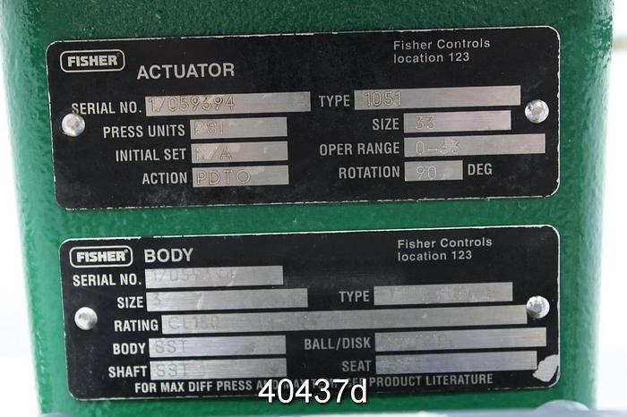 Used Fisher 3" V150 Series B Vee Ball Valve #40437