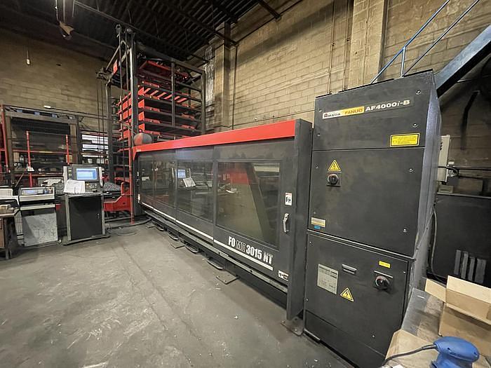 Used 2012 Amada 4000-Watt Amada FOM2-3015 Laser Cutting System, Load / Unload Tower System