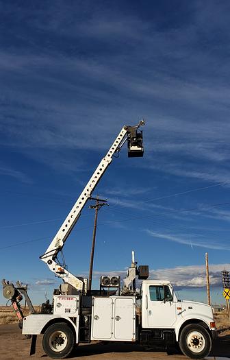 Used 1999 International 4900 T40D Cable Placer Bucket Truck