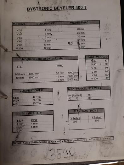 Used 2007 Bystronic BEYELER PR400T x 4100