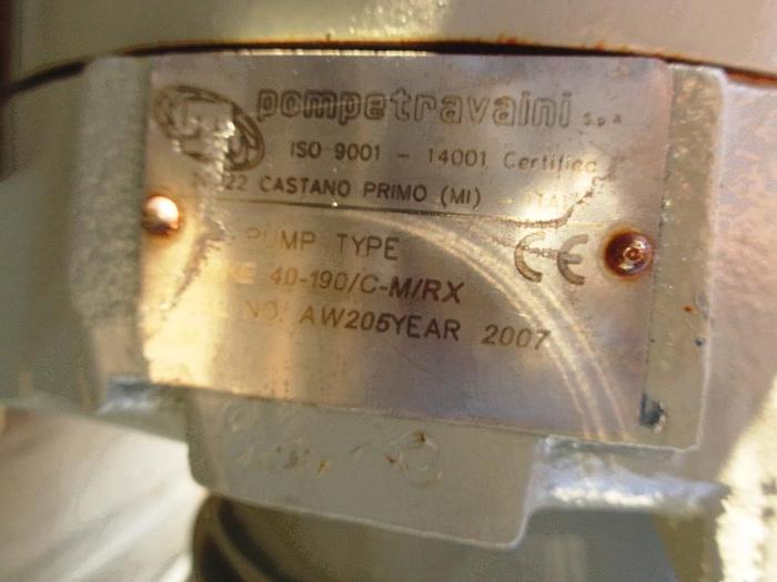 Used Pump, Vacuum, 10 HP, Travaini, Liquid Ring, 1.5" In/Out #S743029