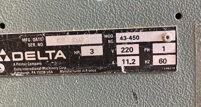 Used DELTA 43-450 SINGLE-SPINDLE SHAPER WITH SLIDING TABLE