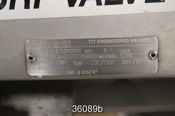 Used Fabri 6" Hand Operated Knife Gate Valve, FV-C6701289600 #36089