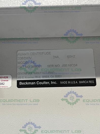 Used Beckman  Avanti J-E  Refrigerated High-Speed Floor Centrifuge w/ JS-5.3 Rotor