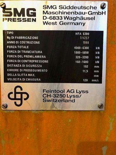 Used Press Fineblanking Mechanical SMG Feintool HFA6300