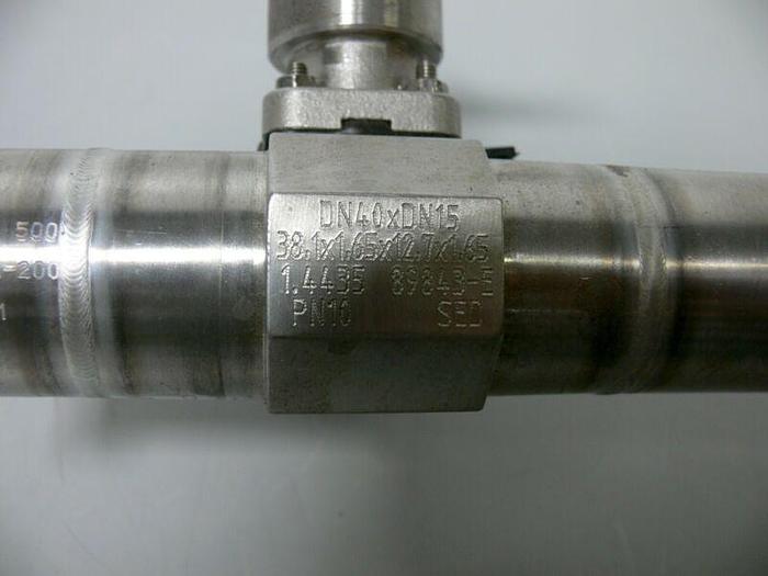 Used Lot of 2 SED 1.5" x .50" Diaphragm Valves on 2" Steel Tubing & Sanitary Fittings