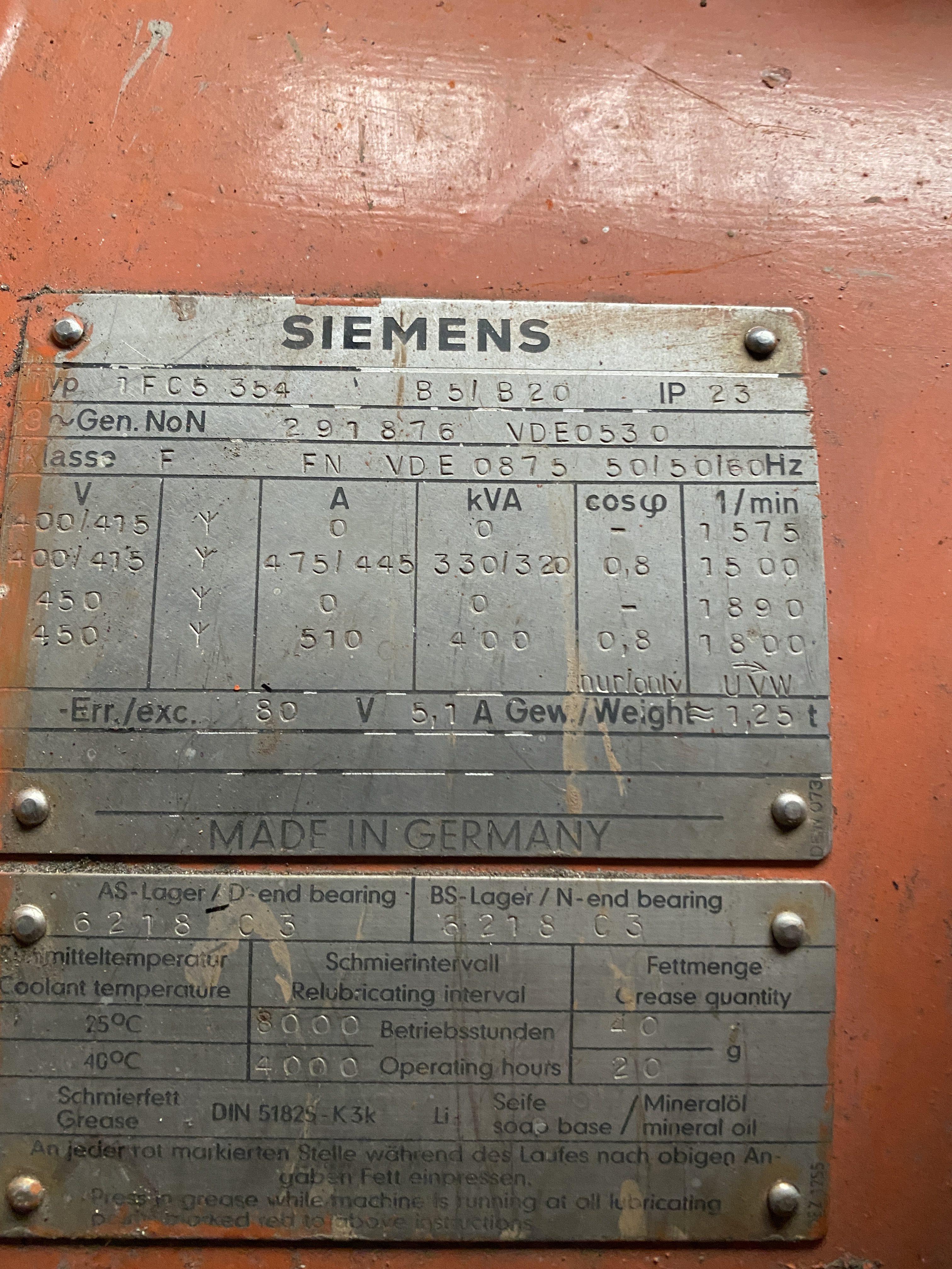 Used 1981 MAN D2542MLE / SIEMENS 330 KVA