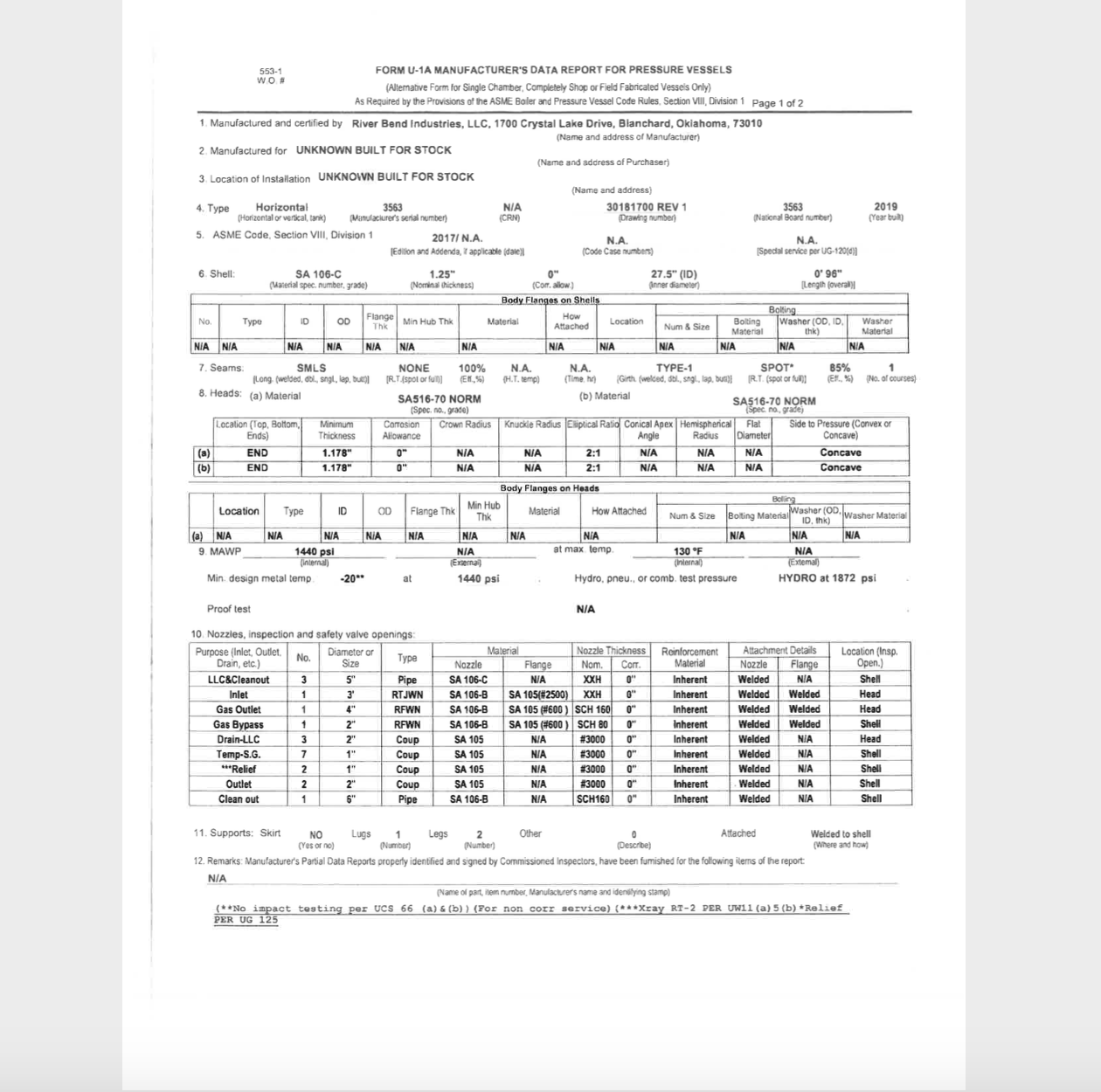 GPU, Single, 30"x8', 1440, 1.5 mmbtu