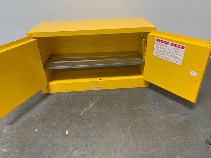 Used Justrite 43" x 18" x 25" 30 Gallon Piggy-Back Flammable Liquid Storage Cabinet