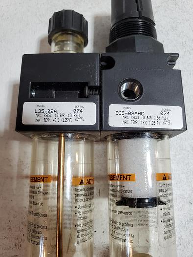 Used Watts B35-02AHC Pneumatic Filter Regulator 1/4" & L35-02A L