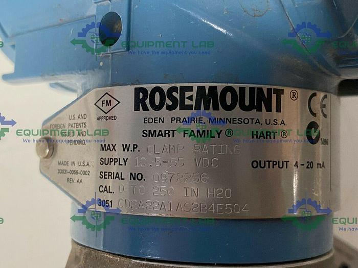 Used Rosemount Pressure Transmitter 3051 CD2A22A1AS2B4E5Q4 w/ Stainless Steel Vessels