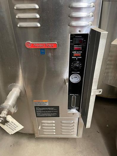 NEW MARKET FORGE F60GL-5, 60 GAL STEAM KETTLE, NAT. GAS 2" TDO S/S COVER (#830)