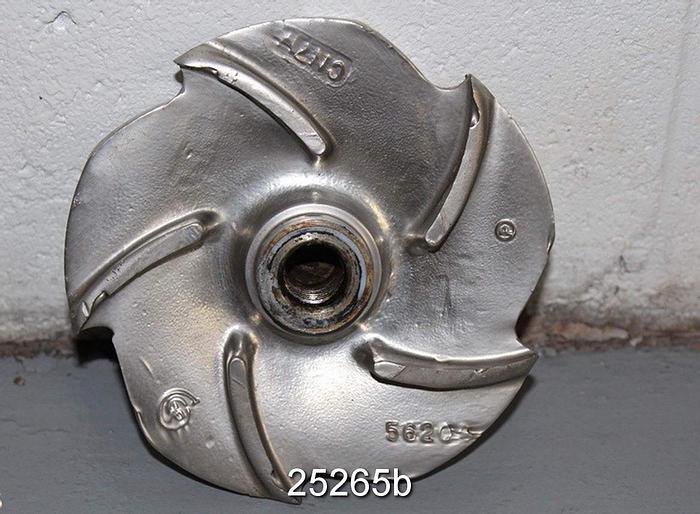 Used Goulds 3196 Impeller, Goulds 3196, 1.5X3X8, 5-Vane, 5.88" Diameter, Stainless Steel #25265