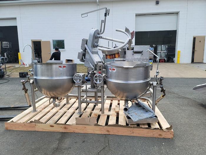 STEAM KETTLES:  SELF CONTAINED, STATIONARY, TILTING, COOKER MIXER, SINGLE & DUAL AGITATION, SCRAPE SURFACE, DIRECT STEAM, ELECTRIC, GAS, NEW & USED !