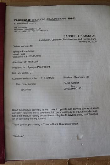 Used Sansgrit Sand Separator #33919