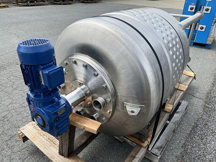 Used Tank, 132 Gallon, 500 Liter, S/St, Jkt, Agit, Cone Bottom #S744576