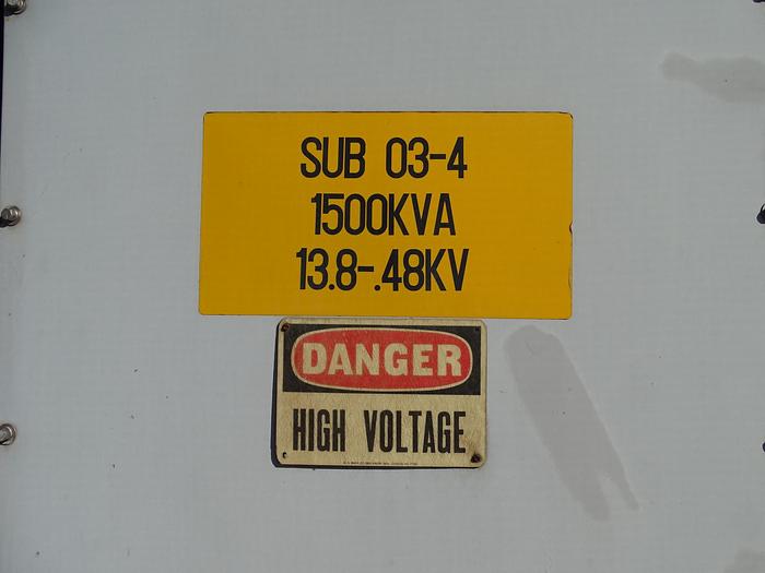 Used 1,500 KVA 13,000V SIEMENS-ALLIS SUBSTATION 480Y/277 VOLTS CU WINDING