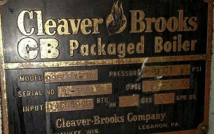Used Cleaver Brooks Packaged Boiler CB 300X-3580 Low Pressure