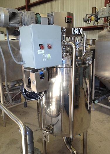 Used 100 GALLON LEE DOUBLE MOTION MIX KETTLE - S/S - 30 PSI INTERNAL / 100 PSI JACKET