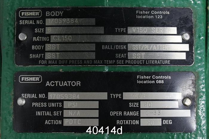 Used Fisher V150 Series B 8" Vee Ball Valve #40414