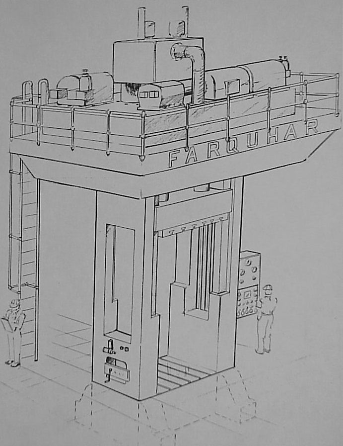 Used *$35,000*  600 Ton Farquhar Straight Side Hydraulic Press; 50" x 50" Bed; 72" Stroke; 144" DLO; High Speed;