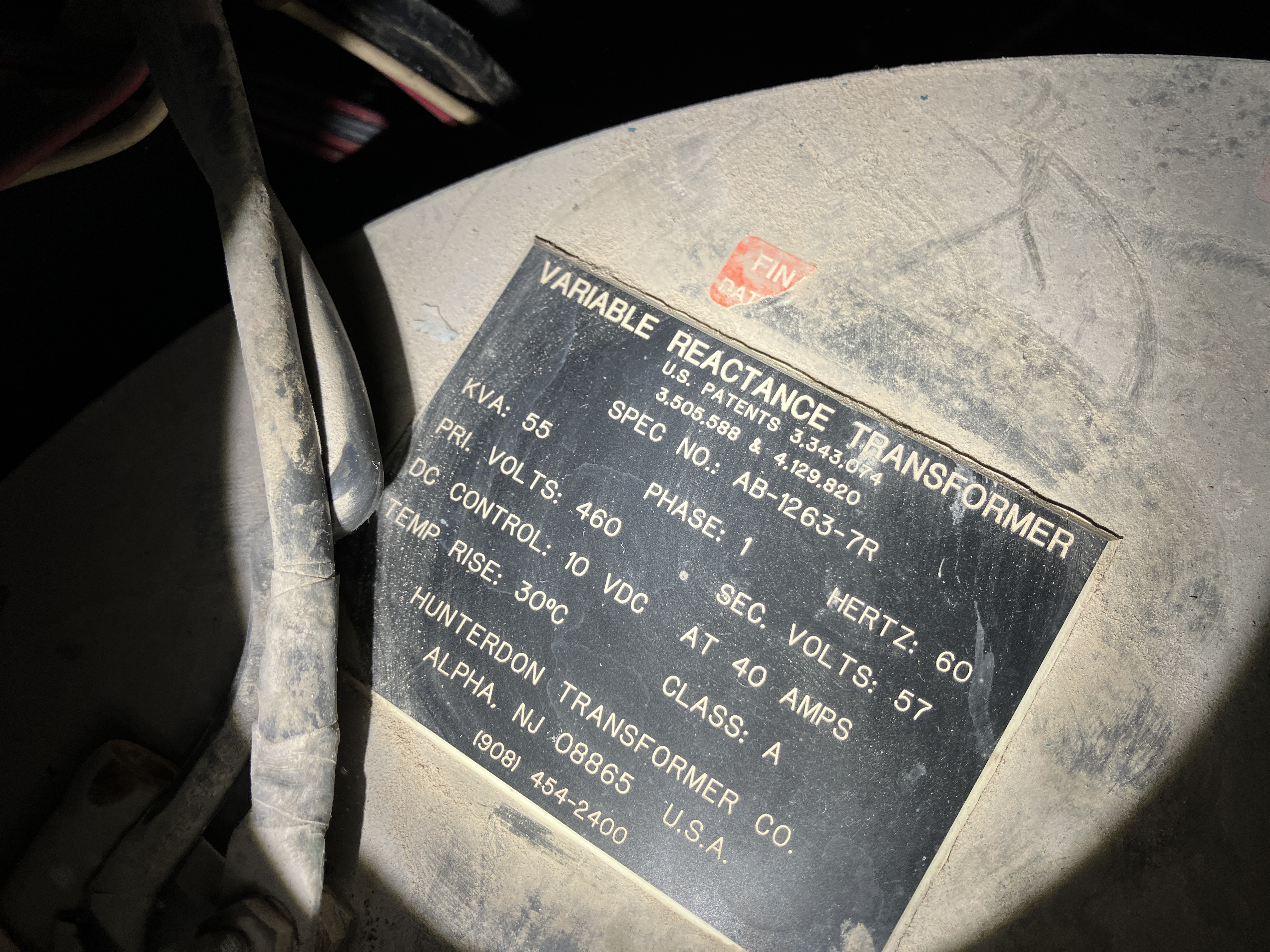 Used 55 kVA Hunterdon Variable Reactance Transformer