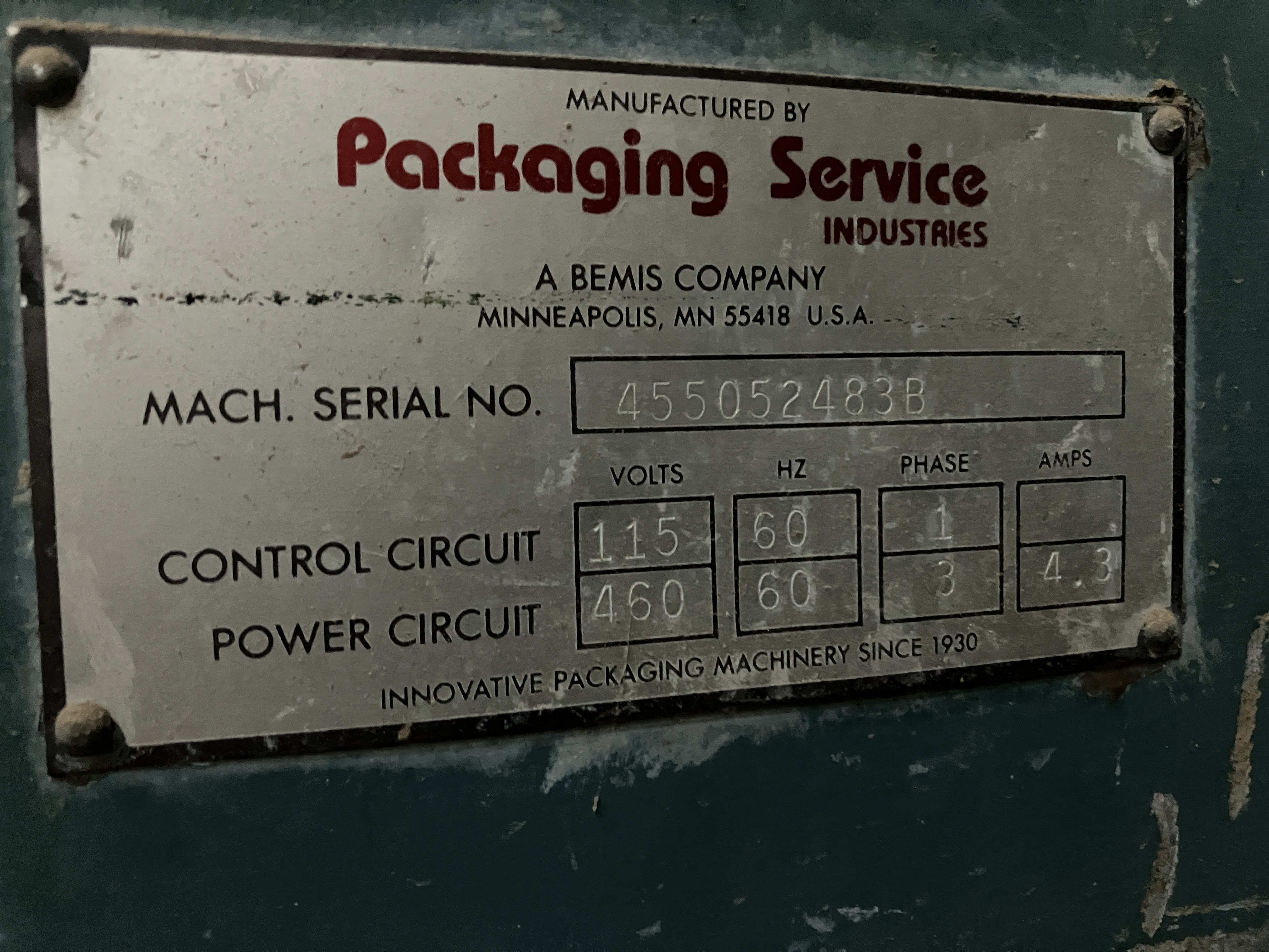 Used Bemis Auger Valve Bagger#4274