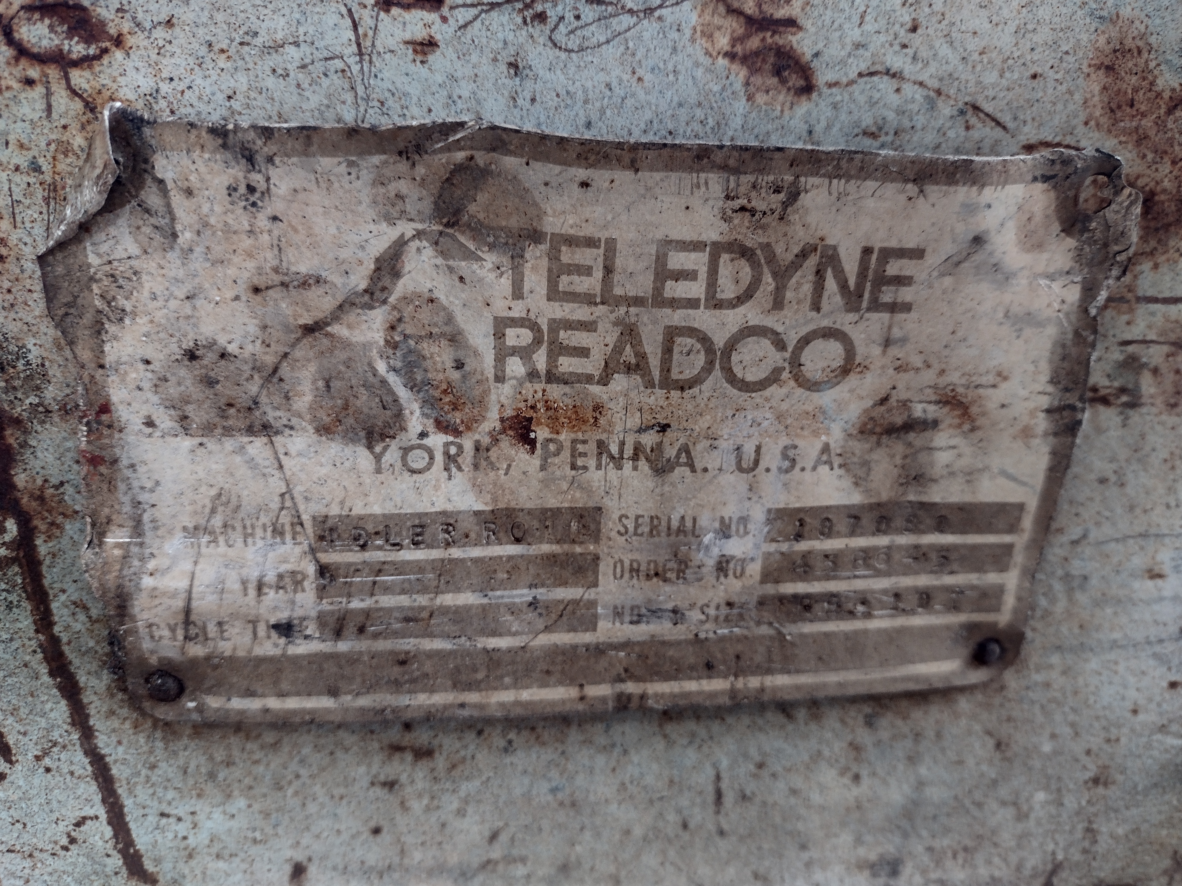 Used Teledyne Readco 10 ton Tank turning rolls (Idler) #4153