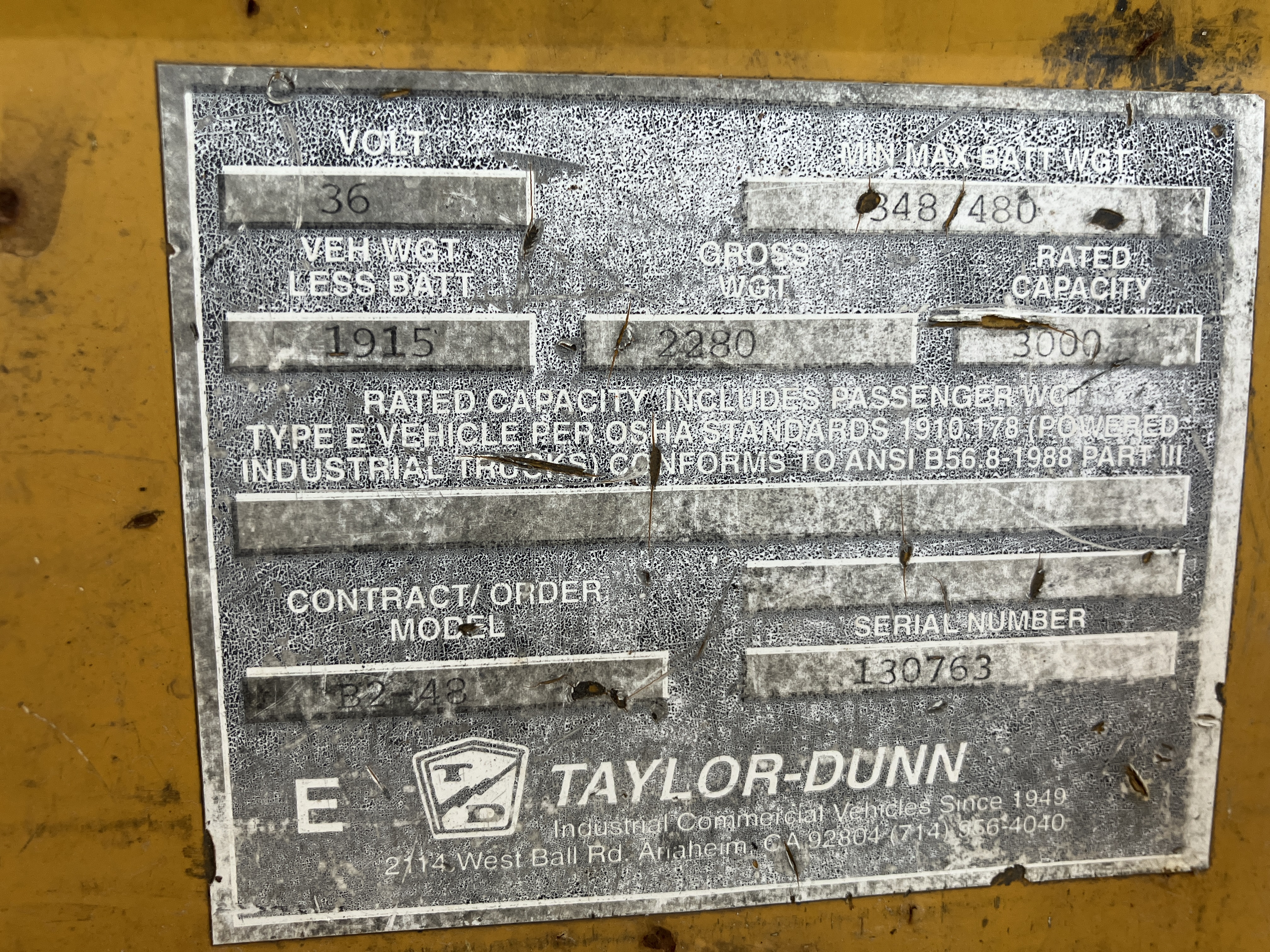 Used Taylor-Dunn 3 Volt Electric Cart #4250