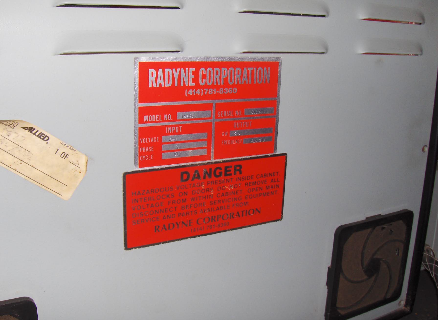 Used Radyne 5KW Induction heating unit