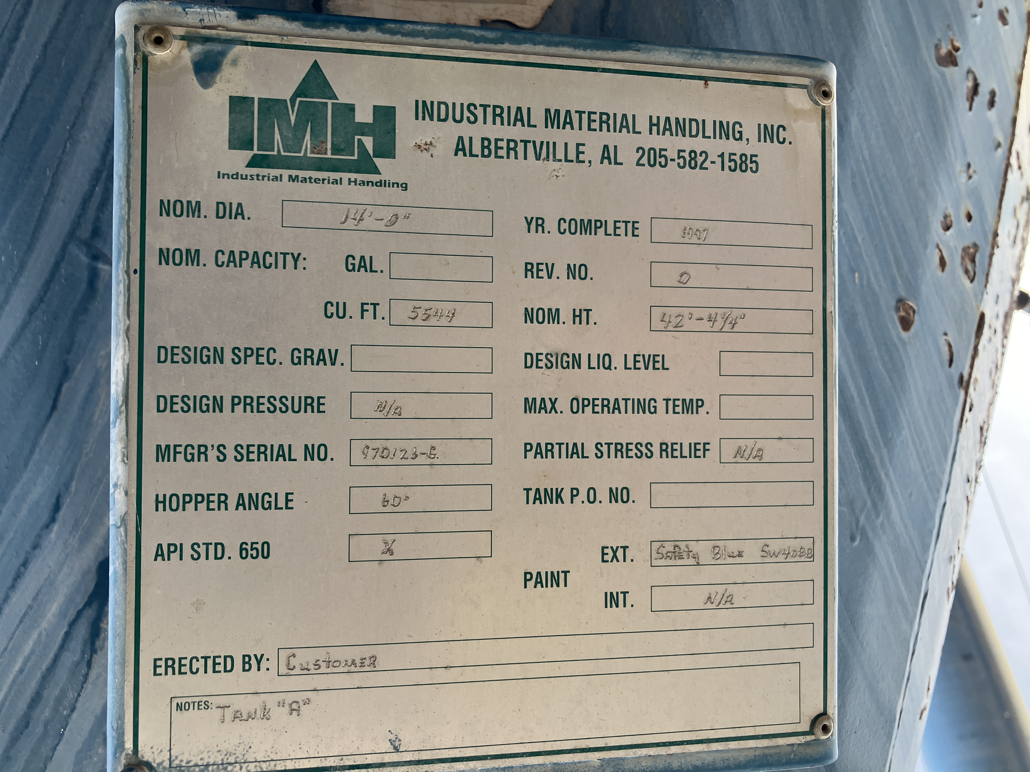 Used 175 Ton Vertical Silo Very Good  #4265