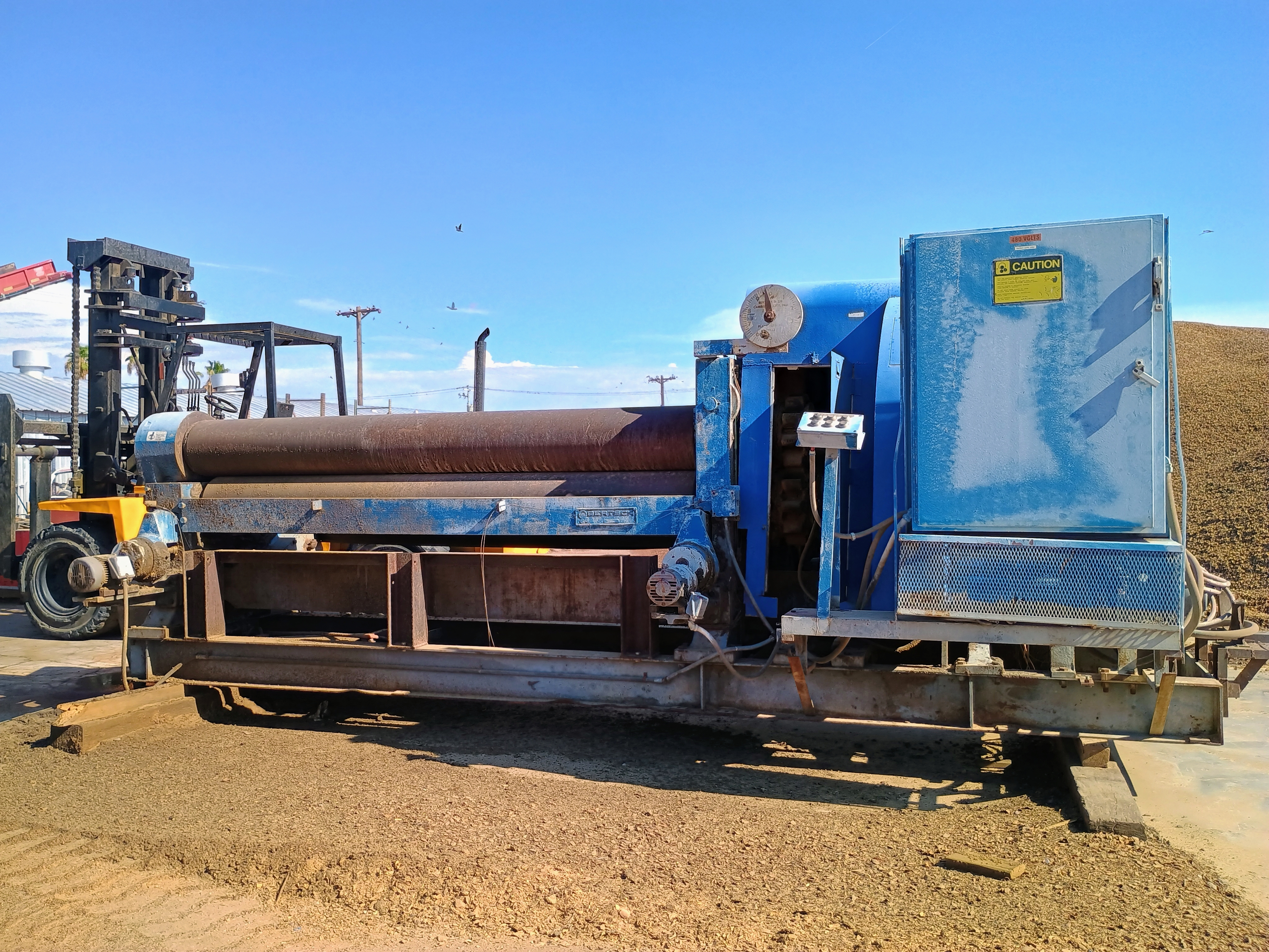 Used 10' x 1 3/8" Bertsch #20, 3 Roll Initial Pinch, 15" Diameter Rolls, Powered 3rd Roll #4278