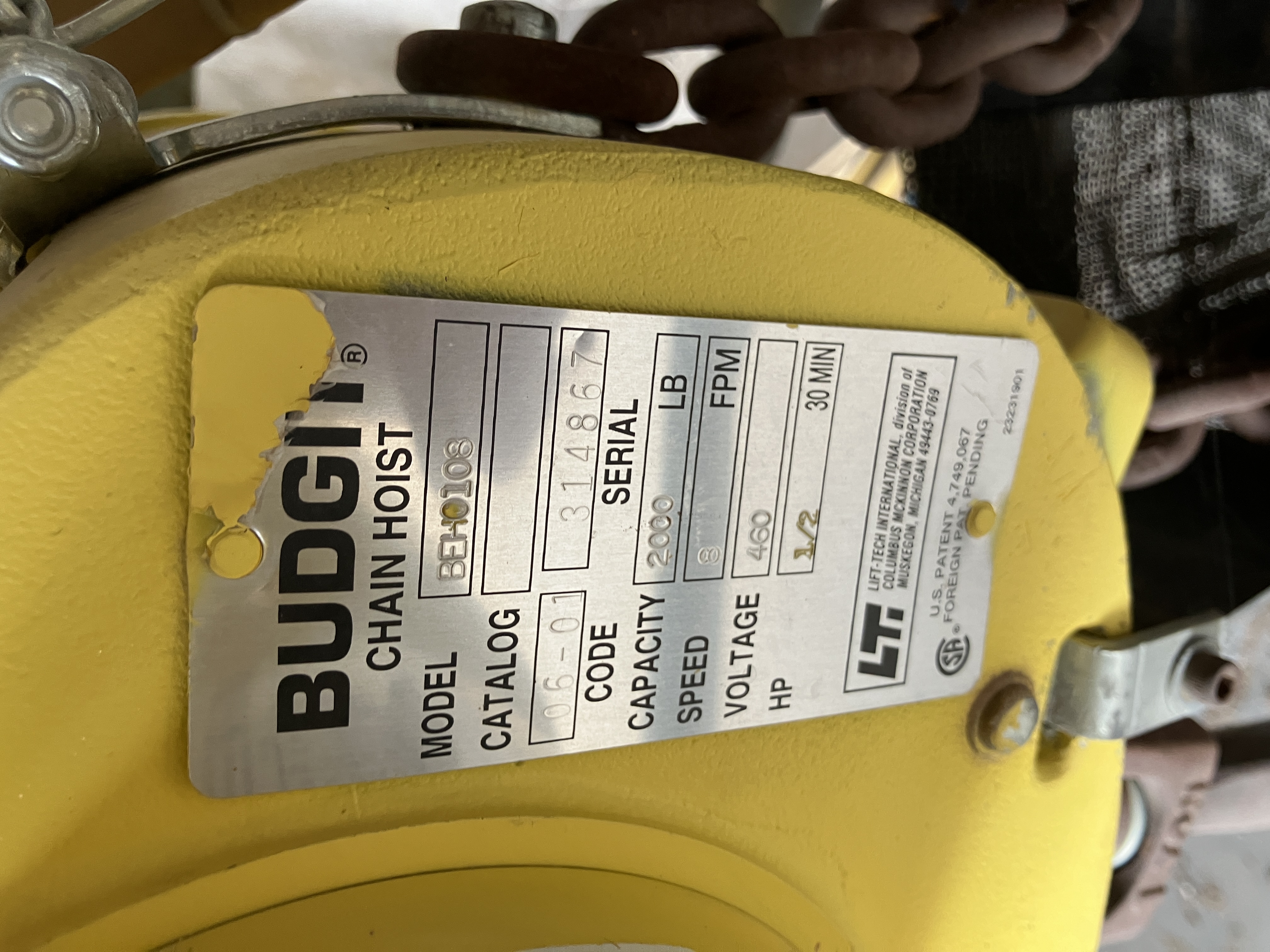 Used 1 Ton Bridge Crane, free standing, 30' long x 10' wide x 10' 6" under hook. approx.