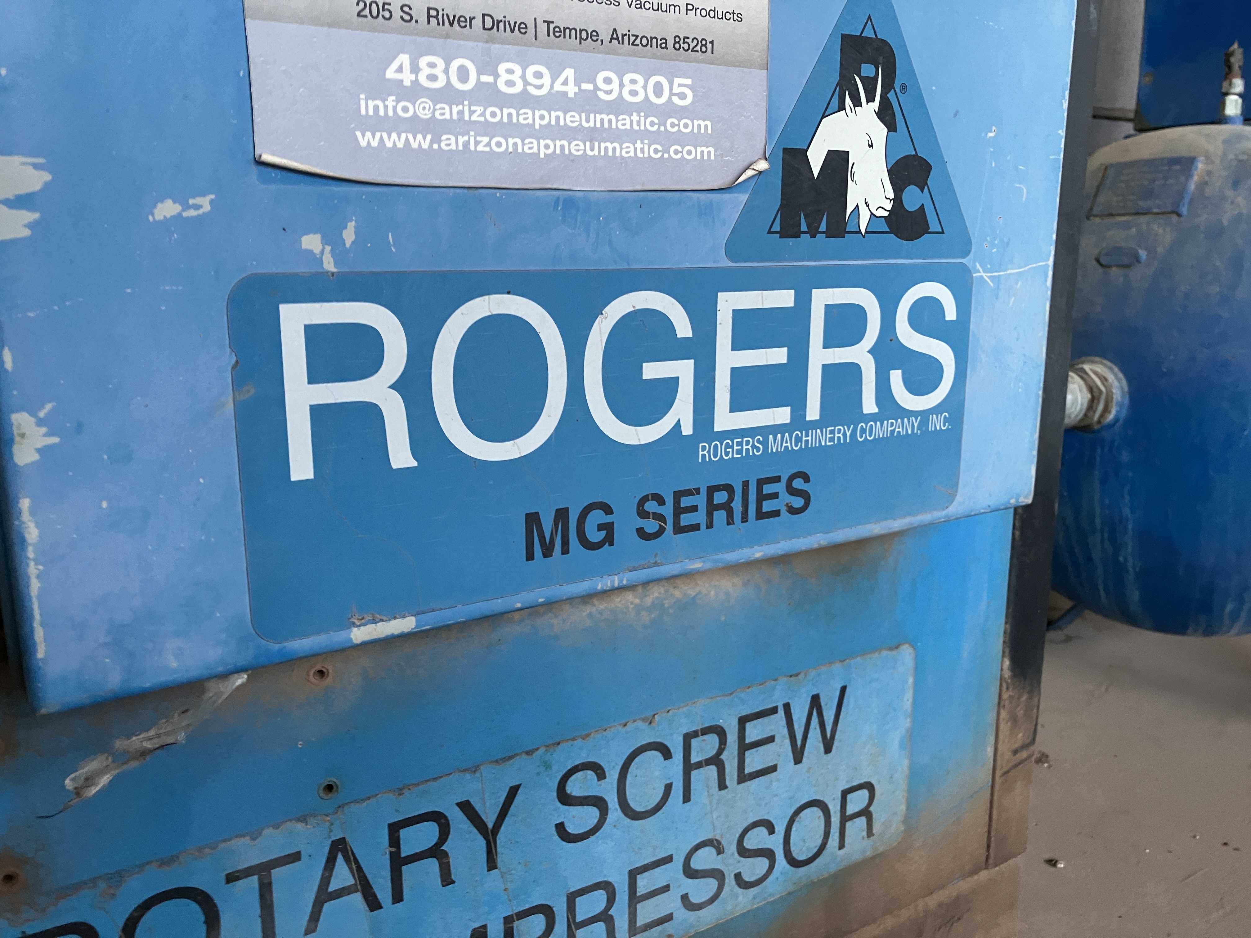 Used 30 HP Rogers Rotary Screw Air Compressor #4212