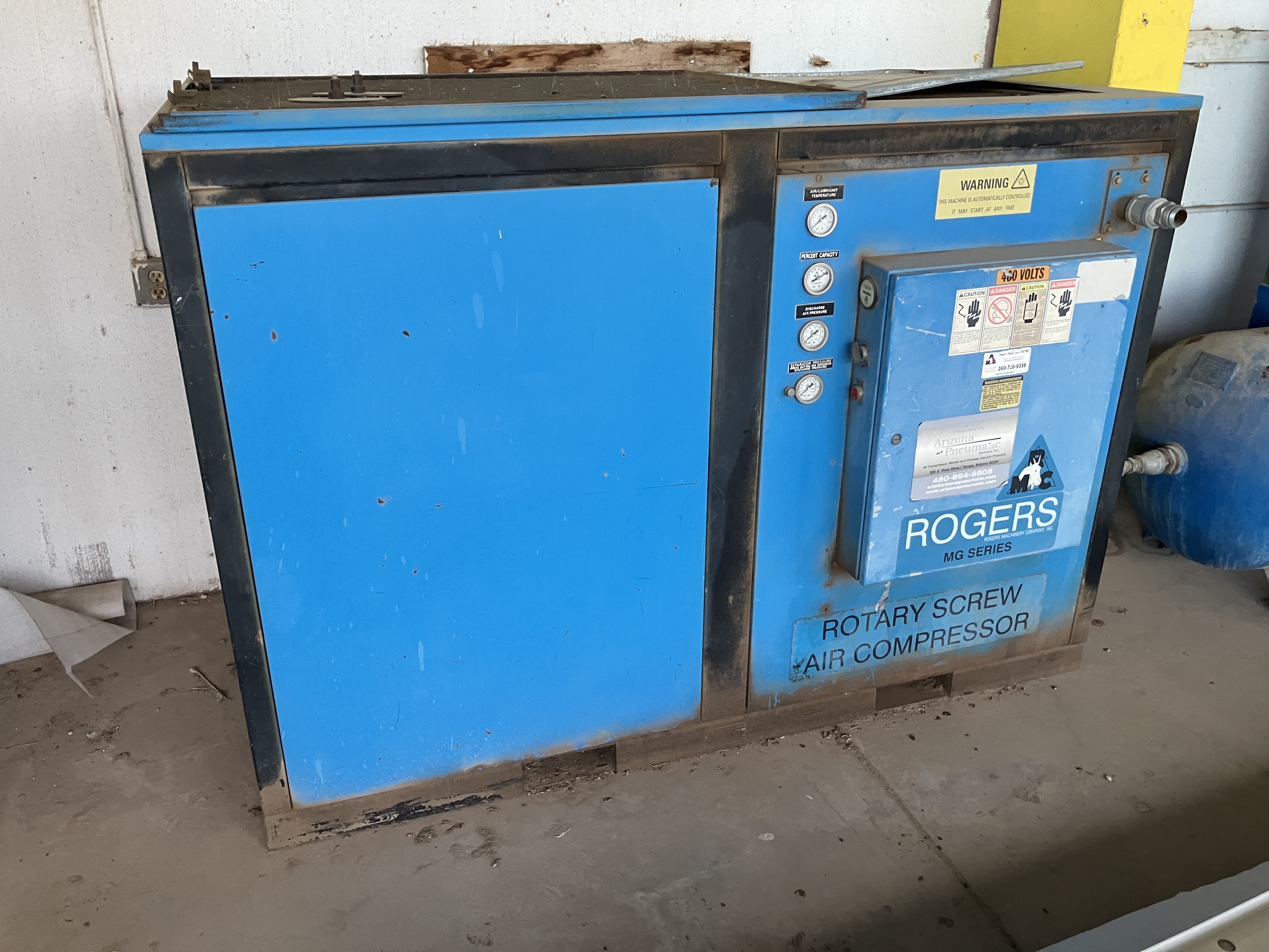 Used 30 HP Rogers Rotary Screw Air Compressor #4212