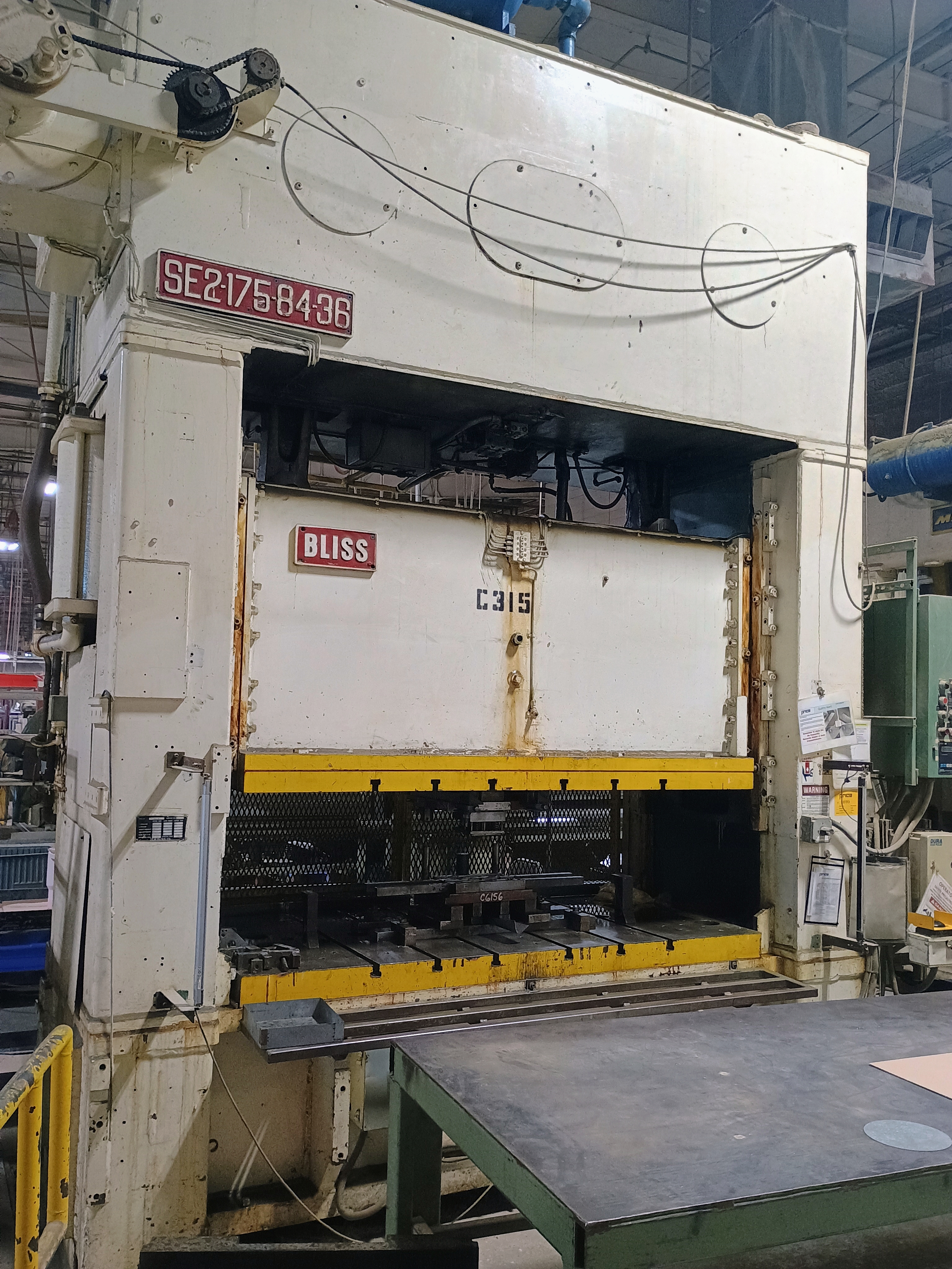 Used 175 ton Bliss Straight Side Press, SE2-175-84-36, Bed 84"x40" #4283