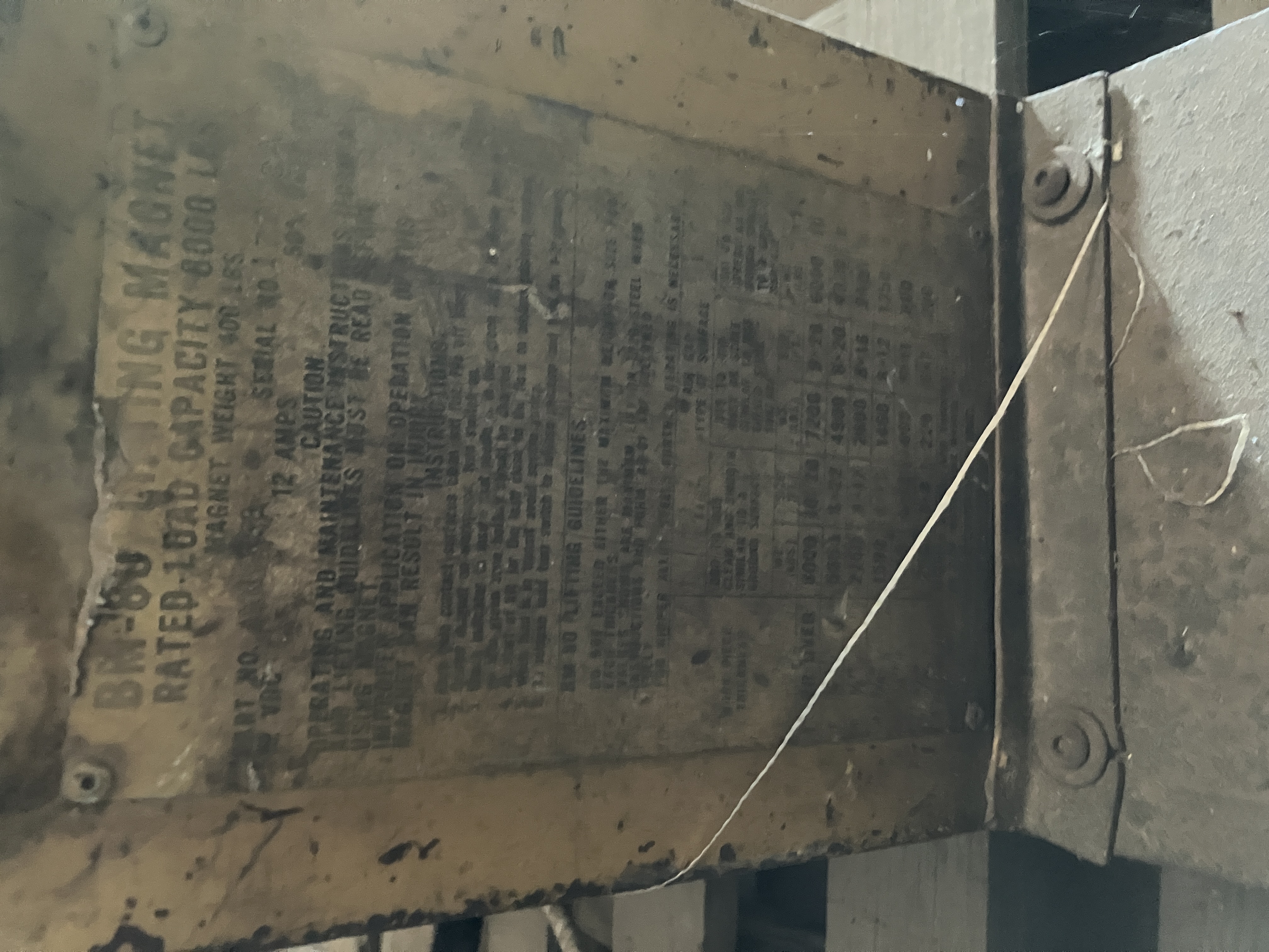 Used BM-80 Walker-Bux 8000lb lifting magnet,