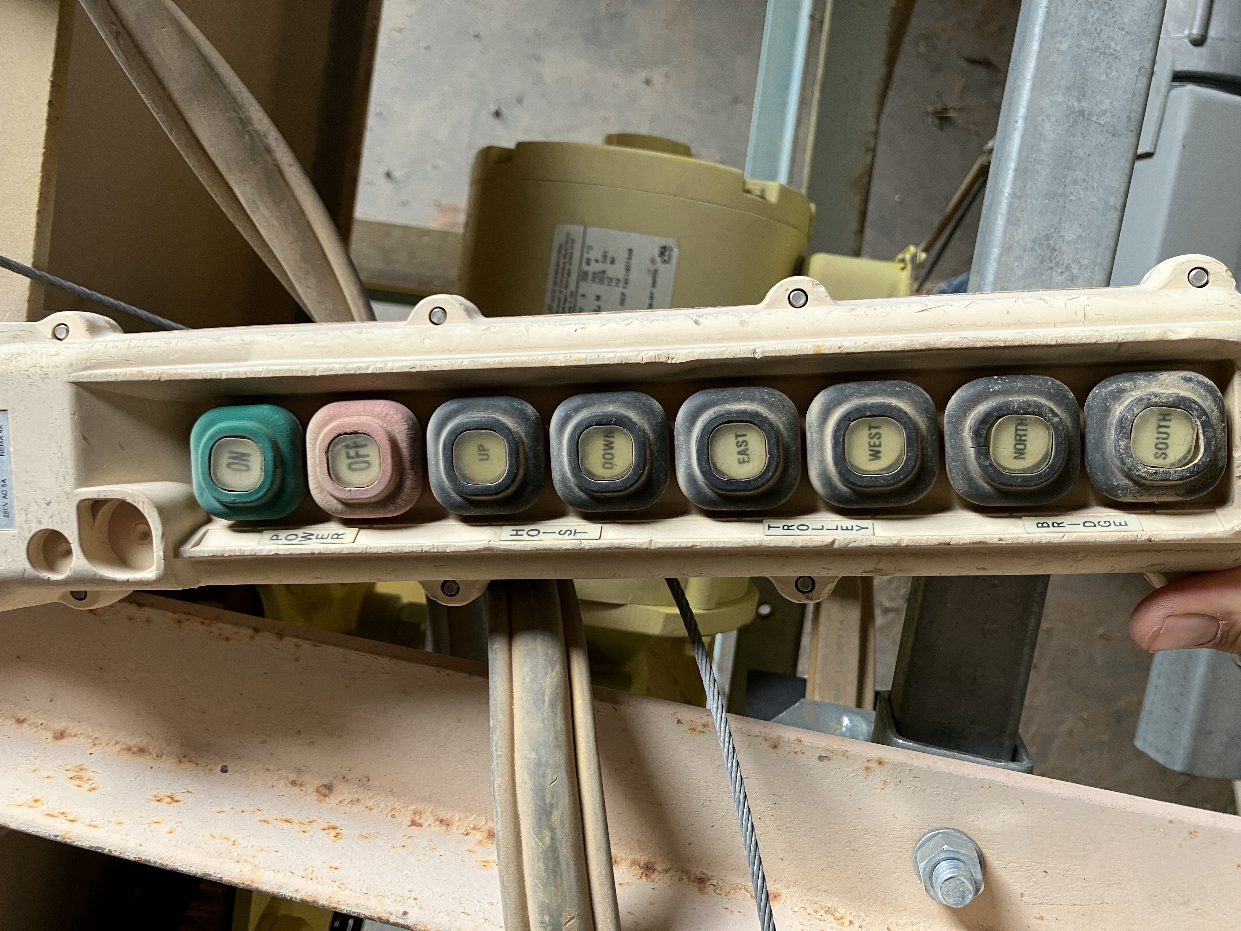 Used 1 Ton Bridge Crane, free standing, 30' long x 10' wide x 10' 6" under hook. approx.