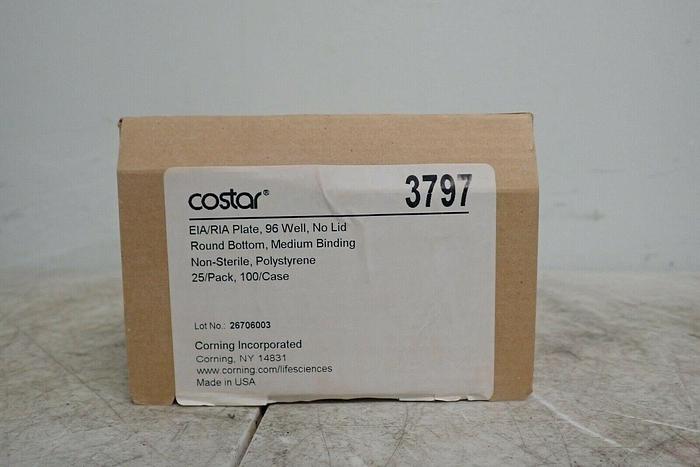 Used Corning Costar 3797 EIA/RIA Plate, 96 Well, No Lid Round Bottom, 25/Pack