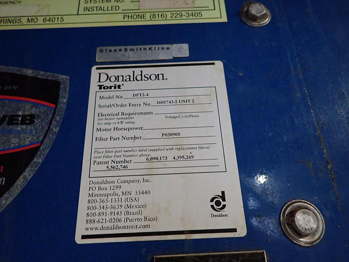 Used Donaldson Torit DFT 2-4 Dust Collector System (2601743-2)