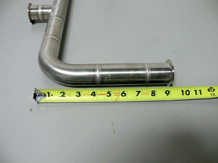 Used Lot of 2 SED 1.5" x .50" Diaphragm Valves on 2" Steel Tubing & Sanitary Fittings