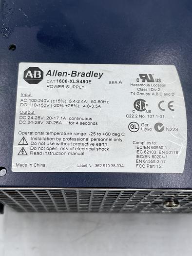 Used Allen-Bradley 1606-XLS480E Ser A