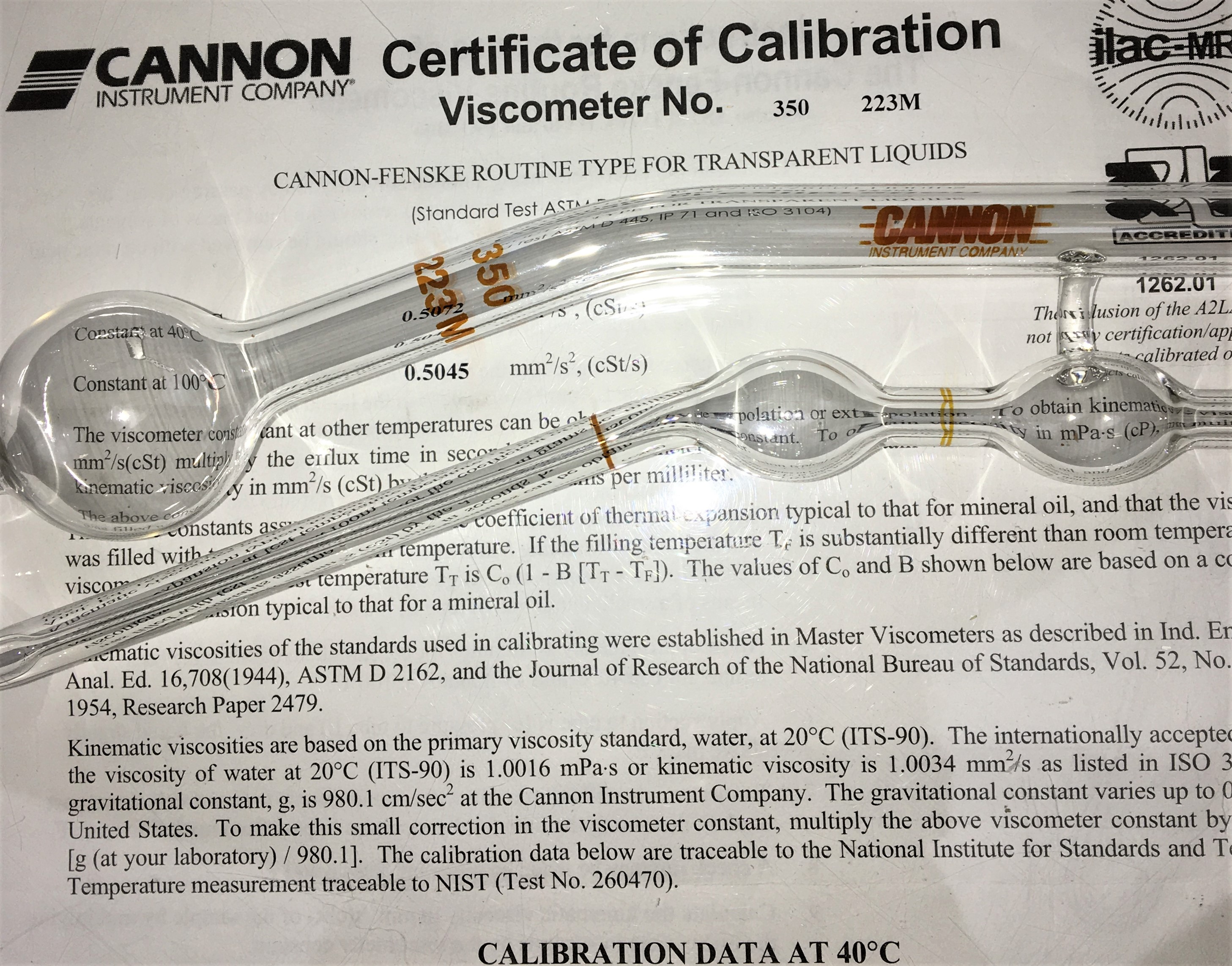 New Open Box Cannon-Fenske CFRC-350 (9721-B71) Certified Routine Viscometer Tube - Size 350