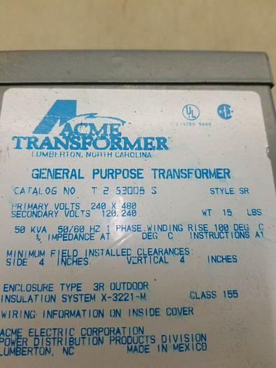 Used ACME ELECTRIC T-2-53008-S