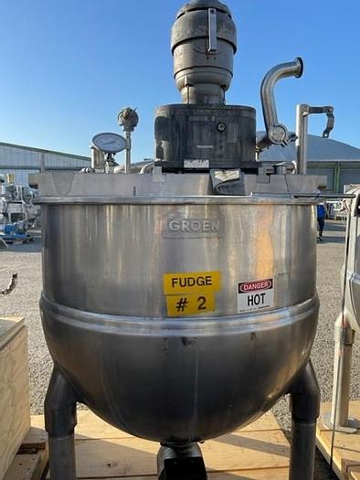 Used Groen 150 Gallon Stainless Steel Jacketed Mix Kettle With Dual Agitation