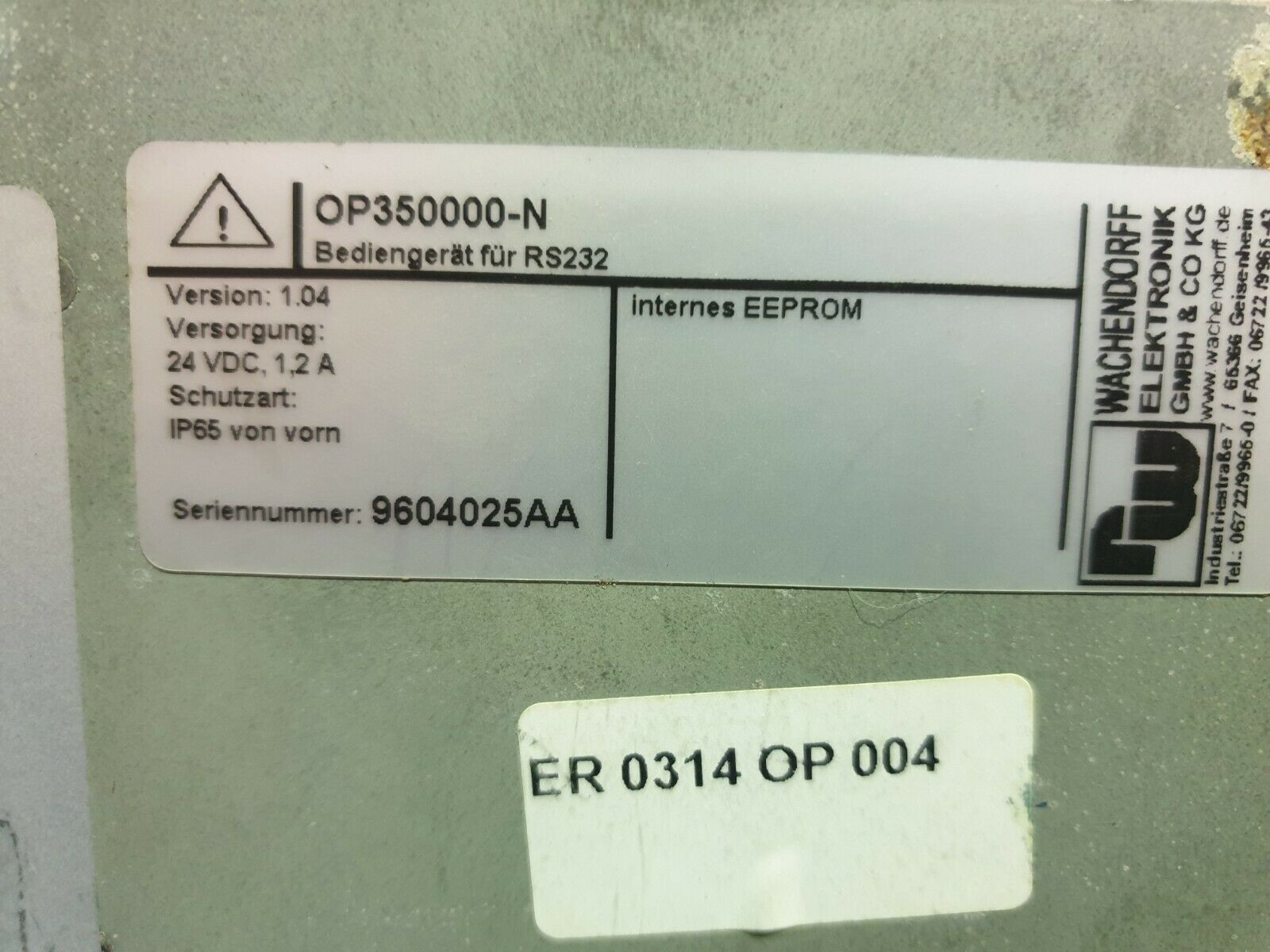 Used Wachendorff Opus 3-N Controller OP350000-N Version 1.04 NO KEY