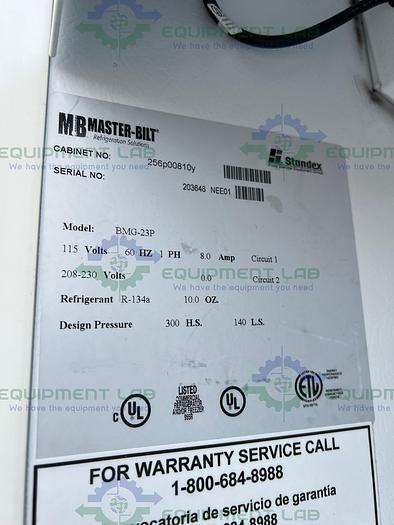 Used MB Master Bilt BMG-23P Glass Door Commercial Refrigerator 20.8 Cu, Ft